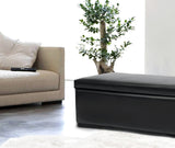 XL Rectangle PU Leather Ottoman Foldable Storage Stool (Black)