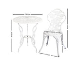 Outdoor Furniture Chairs Table 3pc Aluminium Bistro White