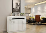 Luxe High Gloss 4-Door Double Buffet Shoe Storage Cabinet
