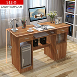 Executive Office Computer Desk with Drawers, Cabinet, Shelves (Natural Oak)