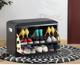 Luxury Wood & PU Leather Top Shoe Storage Cabinet & Ottoman