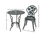 Outdoor Furniture Chairs Table 3pc Aluminium Bistro Bronze