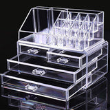 Clear Acrylic Cosmetic Makeup Display Organiser Jewellery Box 4 Drawer Storage