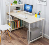 Exceeder Large Workstation Wood & Steel Computer Desk with Storage Shelves (White Oak)