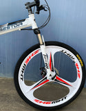 Deluxe Dual Suspension Foldable 21 Speed 3 Spoke Mountain Bike (White & Black Bicycle)