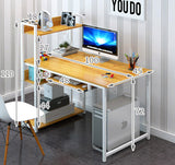 Edge Plus Combination Workstation Computer Desk with Storage Shelves (Black)