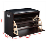 Luxury Wood & PU Leather Top Shoe Storage Cabinet & Ottoman