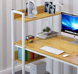 Edge Combination Workstation Computer Desk with Storage Shelves (White)