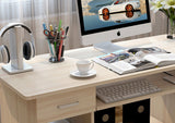 Executive Office Computer Desk with Drawers, Cabinet, Shelves (Natural Oak)