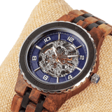 Men Premium Self-Winding Transparent Body Ambila Ebony Wood Watches