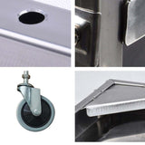 2 Tier Stainless Steel Square Tube Drink Wine Food Utility Cart 500x500x950