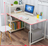 Exceeder Large Workstation Wood & Steel Computer Desk with Storage Shelves (White Oak)