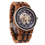 Men Premium Self-Winding Transparent Body Ambila Ebony Wood Watches