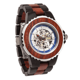 Men Genuine Automatic Rose Ebony Wooden Watches No Battery Needed