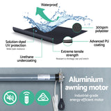 Instahut Motorised 2.5x2m Folding Arm Awning - Grey