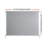 Instahut 3m x 2.5m Retractable Straight Drop Roll Down Awning - Grey