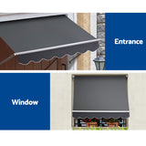 Instahut 1.5m x 2.1m Retractable Fixed Pivot Arm Awning - Grey