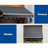 Instahut 1.8m x 2.1m Retractable Fixed Pivot Arm Awning - Grey