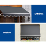 Instahut 2.1m x 2.1m Retractable Fixed Pivot Arm Awning - Grey