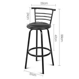 Artiss Set of 2 PU Leather Bar Stools - Black and Steel