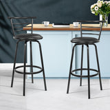 Artiss Set of 2 PU Leather Bar Stools - Black and Steel