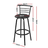 Artiss Set of 4 PU Leather Bar Stools - Black and Steel