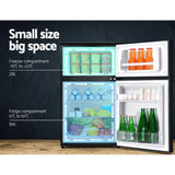 Devanti 84L Bar Fridge 2 Door Built-in Light Beverage Cooler Drink Black Fridges