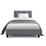 ANNA Bed Frame Single Size Mattress Base Platform Fabric Wooden Grey