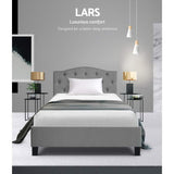 Bed Frame King Single Size Base Mattress Platform Fabric Wooden Grey LARS