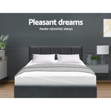 Bed Frame Double Size Base Mattress Platform Fabric Wooden Charcoal TINO