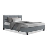Bed Frame King Single Size Base Mattress Platform Fabric Wooden Grey TINO
