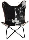 Handcrafted Vintage Retro Style Metal Frame Cowhide Leather Butterfly Chair New