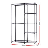 Portable Closet Organizer Storage Clothes Hanger Rail Garment Shelf Rack Black