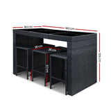 Gardeon 7 Piece Outdoor Dining Table Set - Black