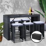 Gardeon 7 Piece Outdoor Dining Table Set - Black