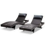 Gardeon Set of 2 Outdoor Wicker Sun Lounges - Black