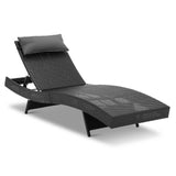 Gardeon Set of 2 Outdoor Wicker Sun Lounges - Black