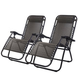 Gardeon Set of 2 Zero Gravity Chairs Reclining Outdoor Furniture Sun Lounge Folding Camping Lounger Grey