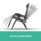 Gardeon Set of 2 Zero Gravity Chairs Reclining Outdoor Furniture Sun Lounge Folding Camping Lounger Grey