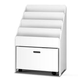 Keezi Kids Bookcase Childrens Bookshelf Organiser Storage Shelf Wooden White