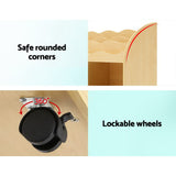 Keezi Kids Bookcase Childrens Bookshelf Toy Storage Box Organizer Display Rack Drawers with Rollers