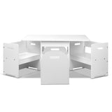 Keezi 4PCS Kids Table and Chairs Set Storage Box Toys Play Desk Wooden Children