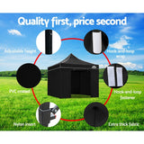 Instahut Gazebo Pop Up Marquee 3x3m Folding Wedding Tent Gazebos Shade Black