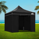 Instahut Gazebo Pop Up Marquee 3x3m Folding Wedding Tent Gazebos Shade Black