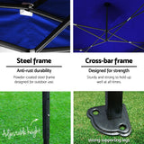 Instahut Gazebo Pop Up Marquee 3x3m Folding Wedding Tent Gazebos Shade Blue