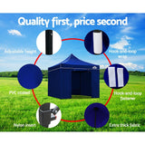 Instahut Gazebo Pop Up Marquee 3x3m Folding Wedding Tent Gazebos Shade Blue