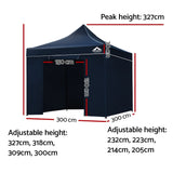 Instahut Gazebo Pop Up Marquee 3x3m Folding Wedding Tent Gazebos Shade Navy