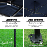 Instahut Gazebo Pop Up Marquee 3x3m Folding Wedding Tent Gazebos Shade Navy