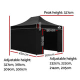 Instahut Gazebo Pop Up Marquee 3x4.5m Folding Wedding Tent Gazebos Shade Black