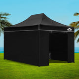 Instahut Gazebo Pop Up Marquee 3x4.5m Folding Wedding Tent Gazebos Shade Black
